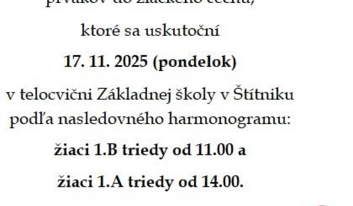 Aktuality / POZVÁNKA - Pašovanie prvákov 17.11.2025 - foto