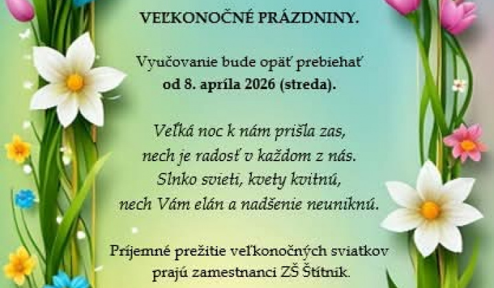 Aktuality / OZNAM - Veľkonočné prázdniny  - foto