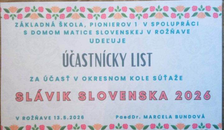 Súťaže / olympiády / Slávik Slovenska - okresné kolo - foto