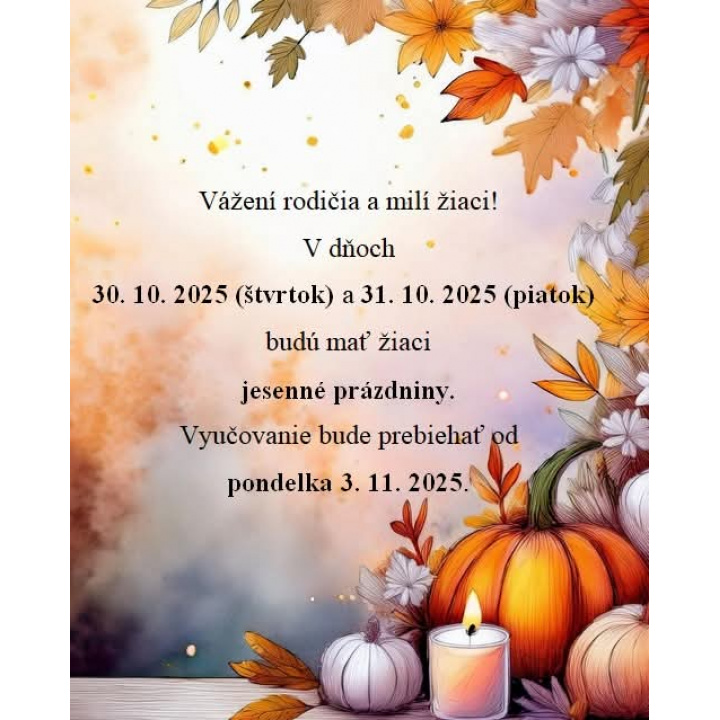 Menšia fotka pre článok OZNAM - Jesenné prázdniny 