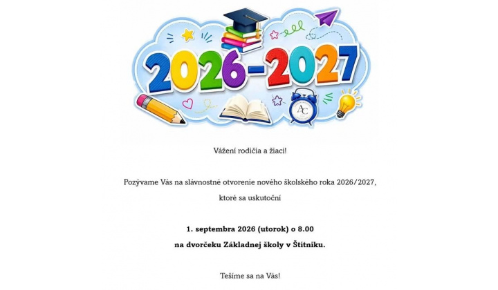 Fotka pre článok OZNAM - Slávnostné otvorenie školského roka 2026/2027